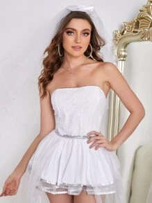 Bridal Costume Dress With Veil - White - View 2