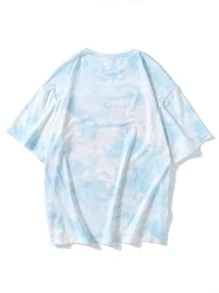 Manfinity Homme Camiseta con estampado de coche y letra - Azul y blanco - Ver 2