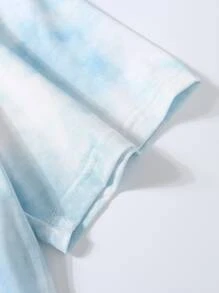 Manfinity Homme Camiseta con estampado de coche y letra - Azul y blanco - Ver 4