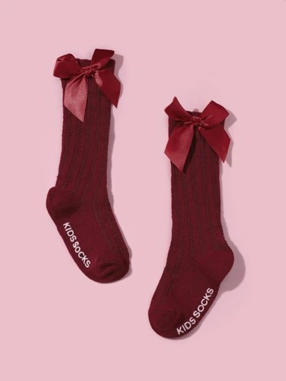 小女童蝴蝶結裝飾高筒襪