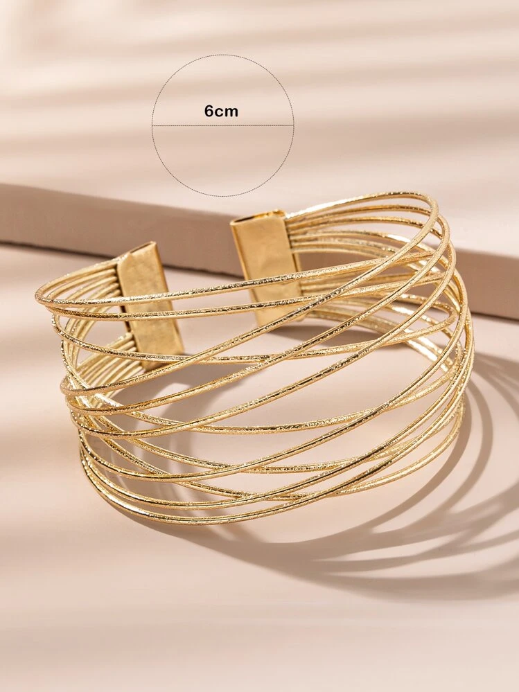 1pc Fashionable Women's Multi-Layered Crossed Pure Metal Decor