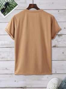 Manfinity EMRG 男士人像圖案T恤 - 咖啡棕 - 查看 2