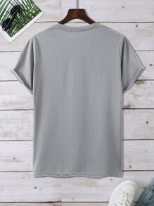 Manfinity Tops Nam Lá thư Nhiệt đới Giải trí - Xám - Xem 2