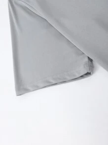 Manfinity Tops Nam Lá thư Nhiệt đới Giải trí - Xám - Xem 3