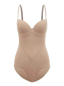 Solid Underwire Shapewear Bodysuit - Apricot - View 5