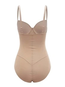 Solid Underwire Shapewear Bodysuit - Apricot - View 6