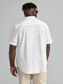 GENTILAND 男士棉半排扣弧形下擺襯衫 - 白色 - 查看 2
