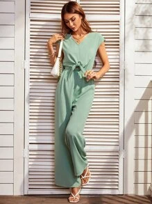 Jumpsuit con abertura con cordón delantero - verde menta - Ver 1