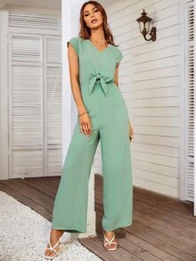 Jumpsuit con abertura con cordón delantero - verde menta - Ver 4