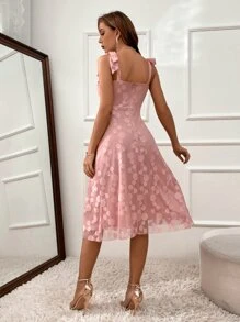 Chiquease Polka Dot Pattern Tie Shoulder Cami Dress - Dusty Pink - View 2