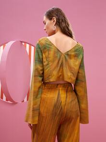 AVERINEWYOU 筆刷圖案前紐扣短款襯衫 - 彩色 - 查看 2