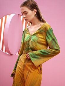 AVERINEWYOU 筆刷圖案前紐扣短款襯衫 - 彩色 - 查看 3