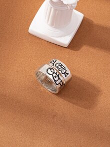 2 chiếc nhẫn cặp đôi trái tim và hình đồ họa - Bạc - Xem 4