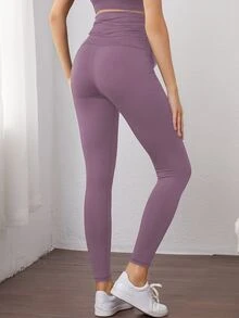 SHEIN 孕婦裝寬帶腰緊身褲 - 淡紫色 - 查看 2