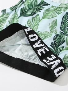 Toddler Girl Tank Tops & Camis Ruy băng Lá thư Nhiệt đới Boho - màu xanh lá - Xem 3