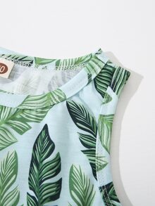 Toddler Girl Tank Tops & Camis Ruy băng Lá thư Nhiệt đới Boho - màu xanh lá - Xem 4