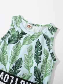 Toddler Girl Tank Tops & Camis Ruy băng Lá thư Nhiệt đới Boho - màu xanh lá - Xem 5