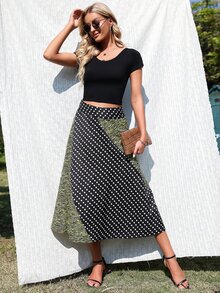 SHEIN Unity Zebra Striped & Polka Dot Print Skirt - Multicolor - View 7