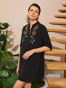 SHEIN Đầm Nghề thêu Hoa Boho - màu đen - Xem 7