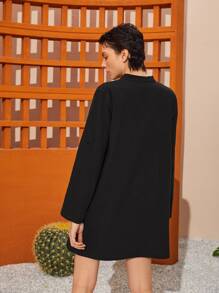 SHEIN Đầm Nghề thêu Hoa Boho - màu đen - Xem 2