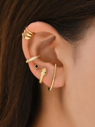 5入組蛇裝飾耳環銅首飾類