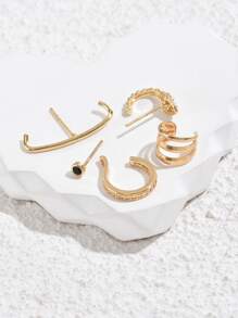 5入組蛇裝飾耳環銅首飾類 - 金黃色 - 查看 3