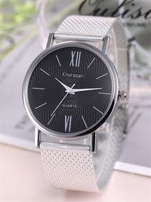 圓形指針石英手錶 - 銀色 - 查看 3