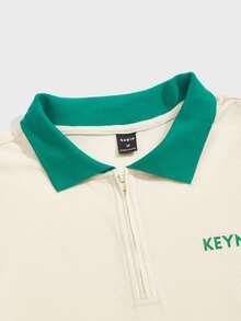 GENTILAND 男士字母圖案拼接邊POLO衫和抽繩短褲 - 彩色 - 查看 3