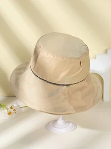 Rhinestone Decor Bucket Hat - Beige - View 2