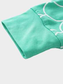 女孩卡通圖案滾邊T恤和魚鱗圖案長褲休閒服套裝 - 彩色 - 查看 5