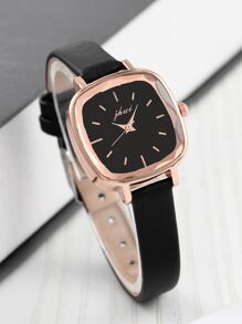 Reloj cuarzo de puntero cuadrado - Negro - Ver 1