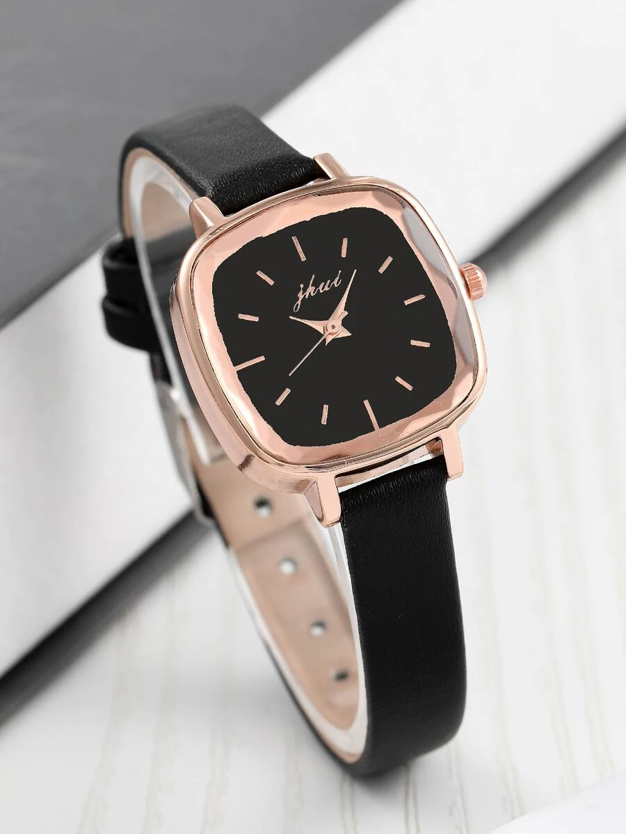 Reloj cuarzo de puntero cuadrado - Negro - Ver 1