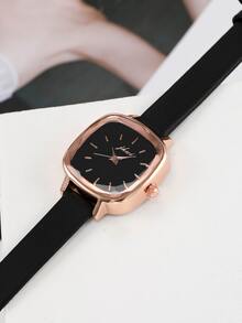 Reloj cuarzo de puntero cuadrado - Negro - Ver 3