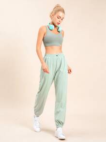 Áo lót thể thao Nữ Hội Chữ thập màu trơn - Màu xanh Bạc hà - Xem 6