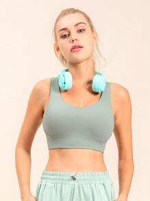 Áo lót thể thao Nữ Hội Chữ thập màu trơn - Màu xanh Bạc hà - Xem 7