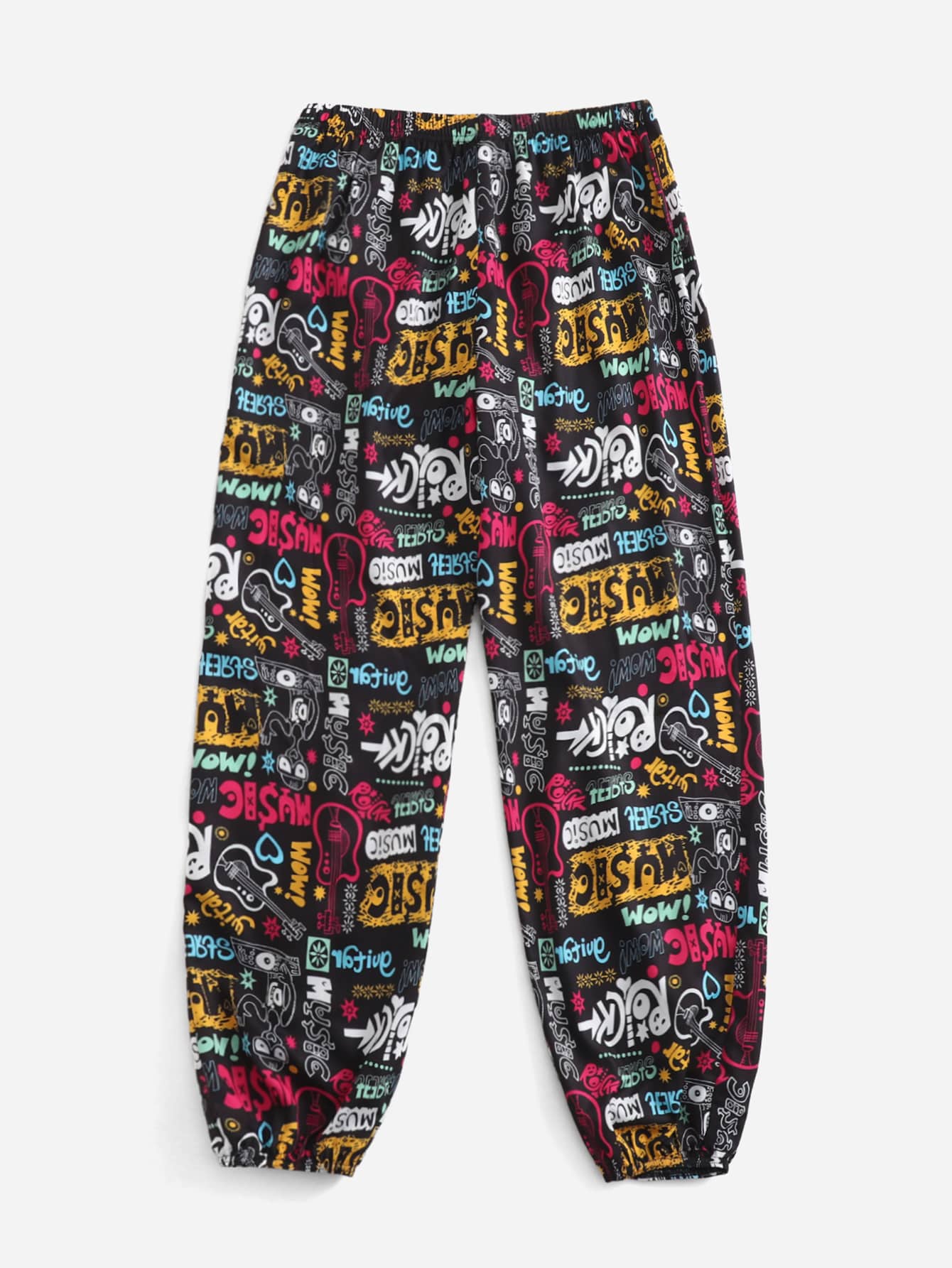 Pantalones con estampado de letra y dibujos animados - Multicolor - Ver 1