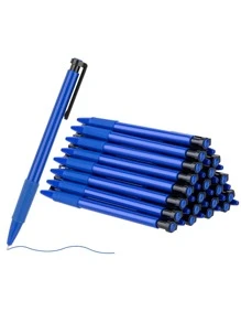 10pcs Press Type Ballpoint Pen - Blue - View 1