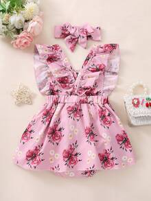 Đầm em bé Xù Hoa Dễ thương - Hồng - Xem 2