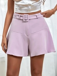 Quần đùi nữ Thắt lưng màu trơn Giải trí - Màu tím - Xem 1