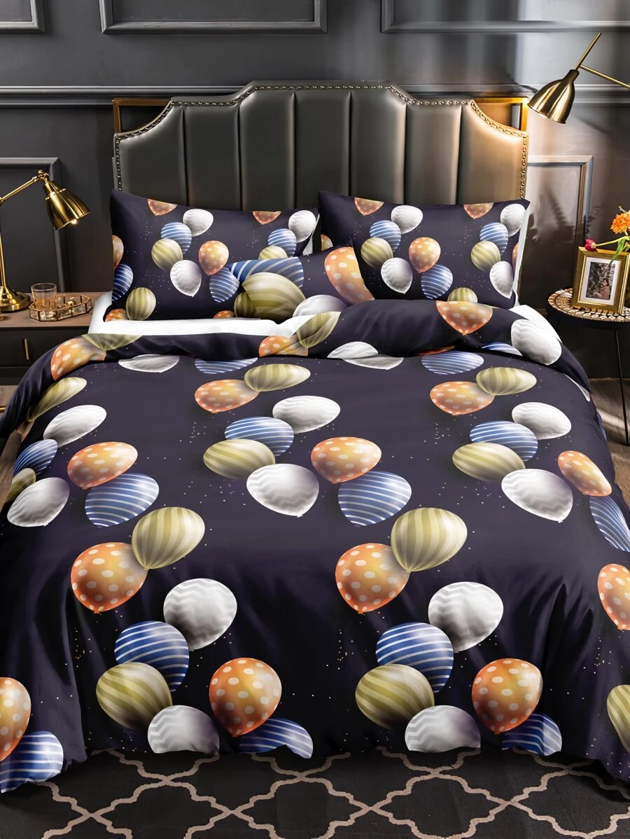 Balloon Print Duvet Cover Set Without Filler - Multicolor - View 1