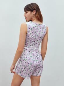 Daylu Áo liền quần nữ Thắt lưng Thắt nơ trước Hoa Tất cả trên in Boho - Nhiều màu - Xem 2