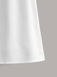 SHEIN 女孩花卉刺繡嵌入網紗荷葉袖襯衫 - 白色 - 查看 4