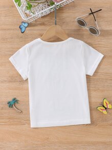 Toddler Girls Letter & Butterfly Print Tee - White - View 2