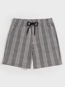 Manfinity RebelGame Men Plaid Drawstring Waist Shorts - Multicolor - View 1