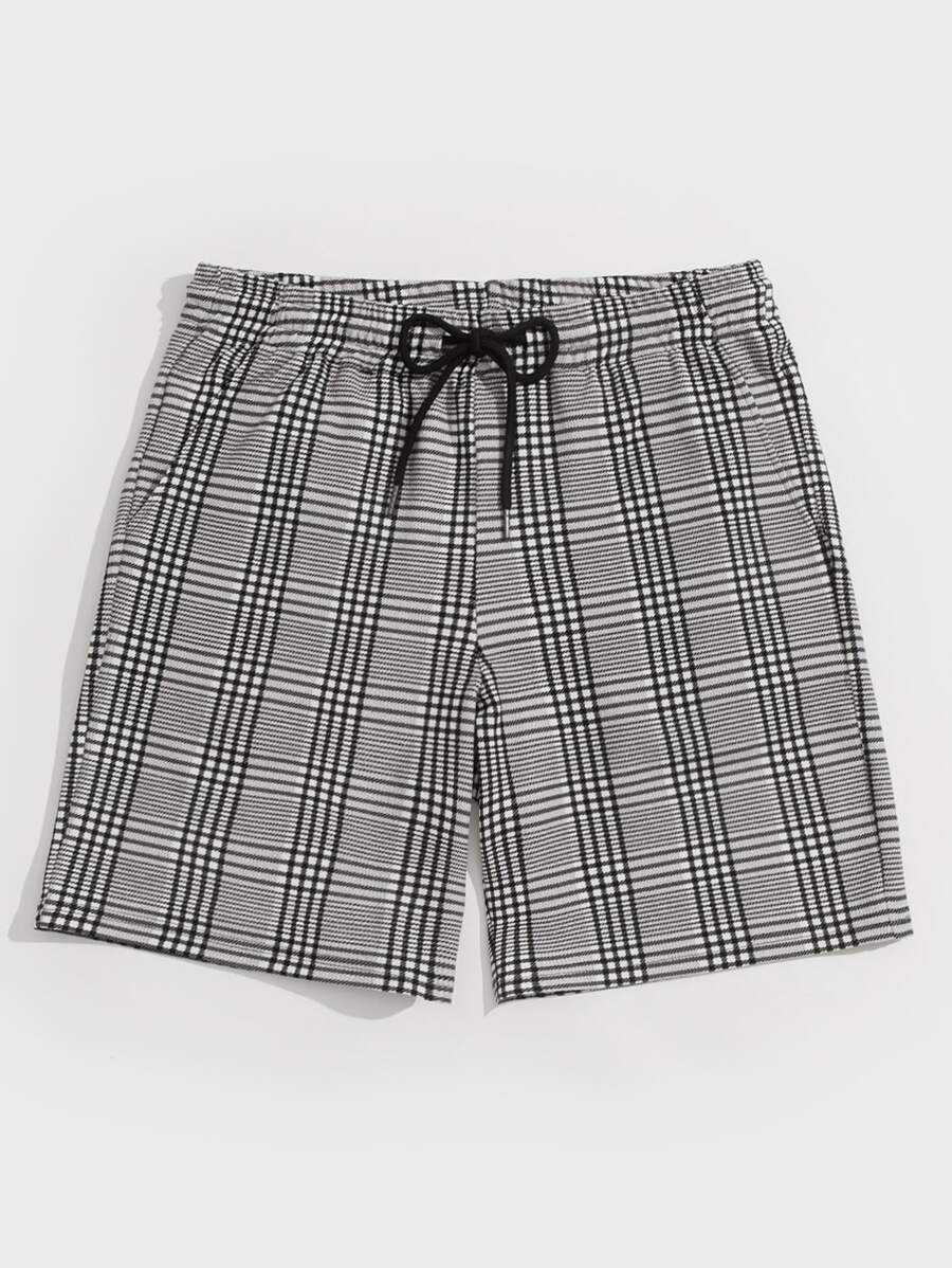Manfinity RebelGame Men Plaid Drawstring Waist Shorts - Multicolor - View 1