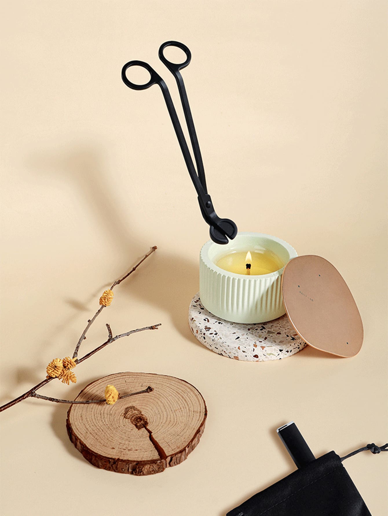 1pc Solid Color Candle Wick Cutter, 18cm Black Iron Candle Wick Scissors, For Home,Room Decor,Gifts - Black - View 1