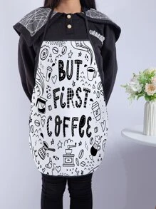 Slogan Graphic Tạp dề - Đen và trắng - Xem 3