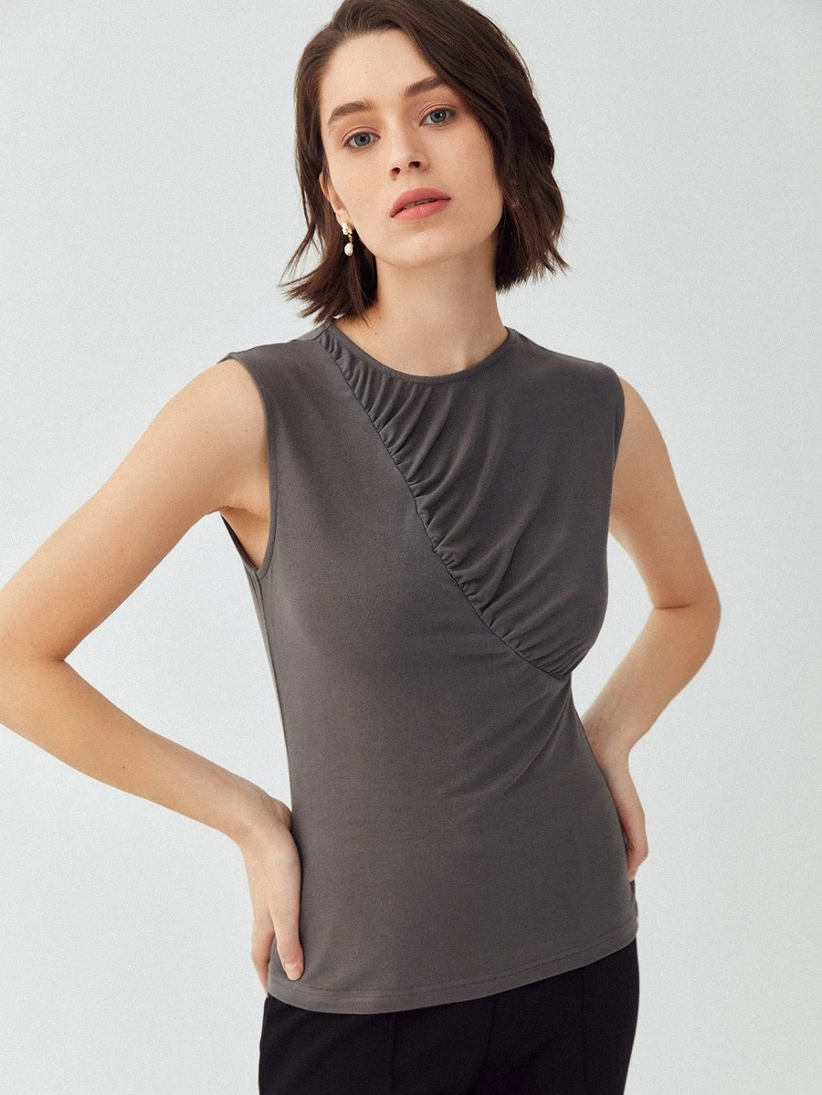MOTF TANK TOP MADE OF LENZING™ ECOVERO™ BRANDED VISCOSE FIBERS - Dark Grey - View 1
