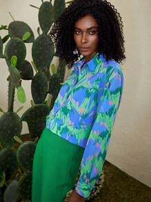 SHEINNeu Allover Print Drop Shoulder Blouse