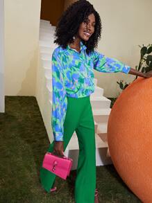 SHEINNeu Allover Print Drop Shoulder Blouse